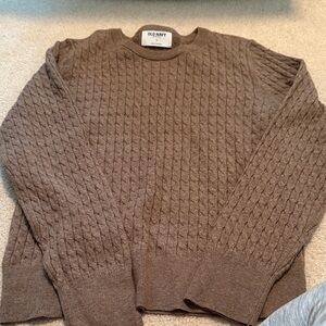 Old Navy Women's Brown Cable Knit Crewneck Sweater